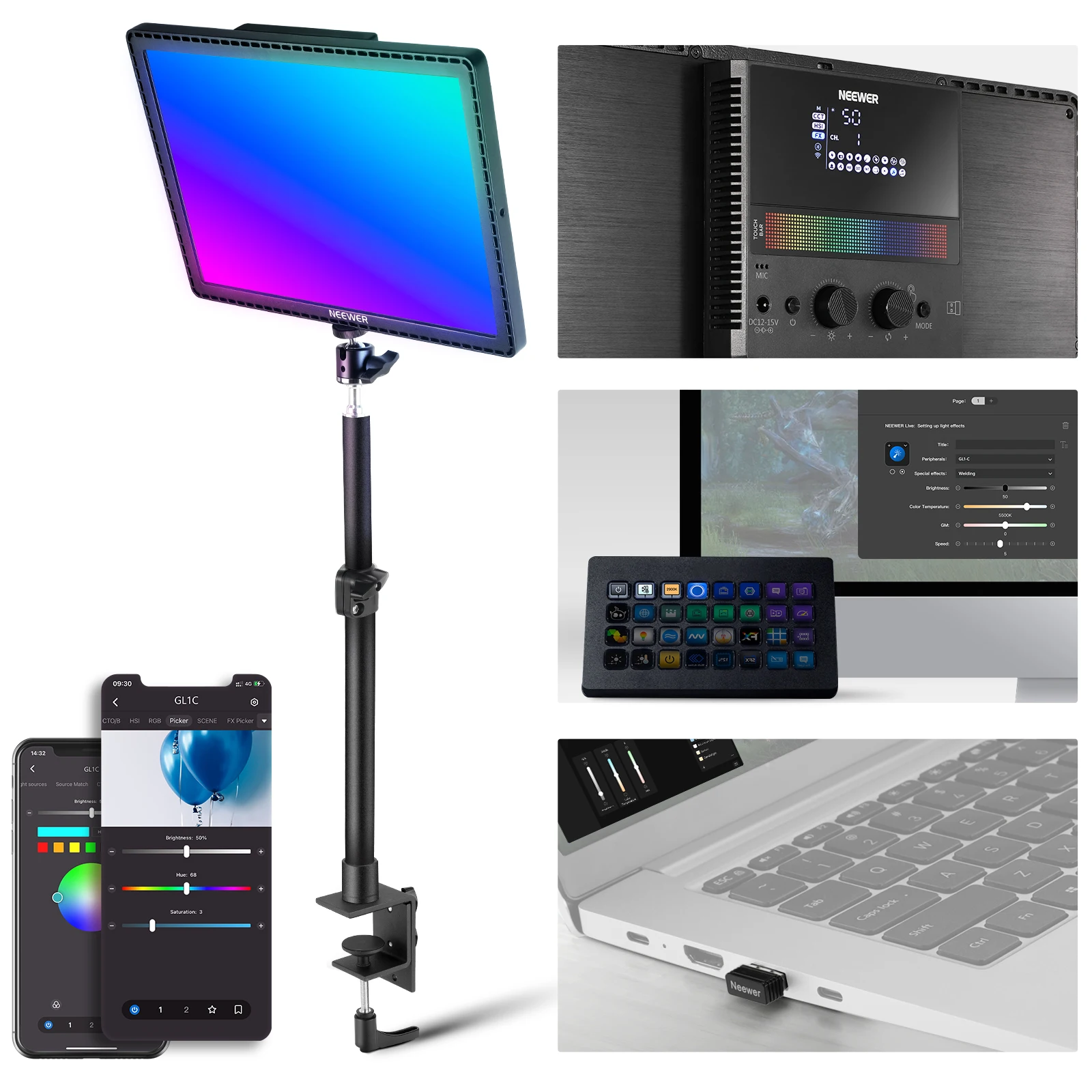 ضوء لوحة LED ناعم NEEWER GL1C  - مراجعة Led Light Panel Stream وسعره