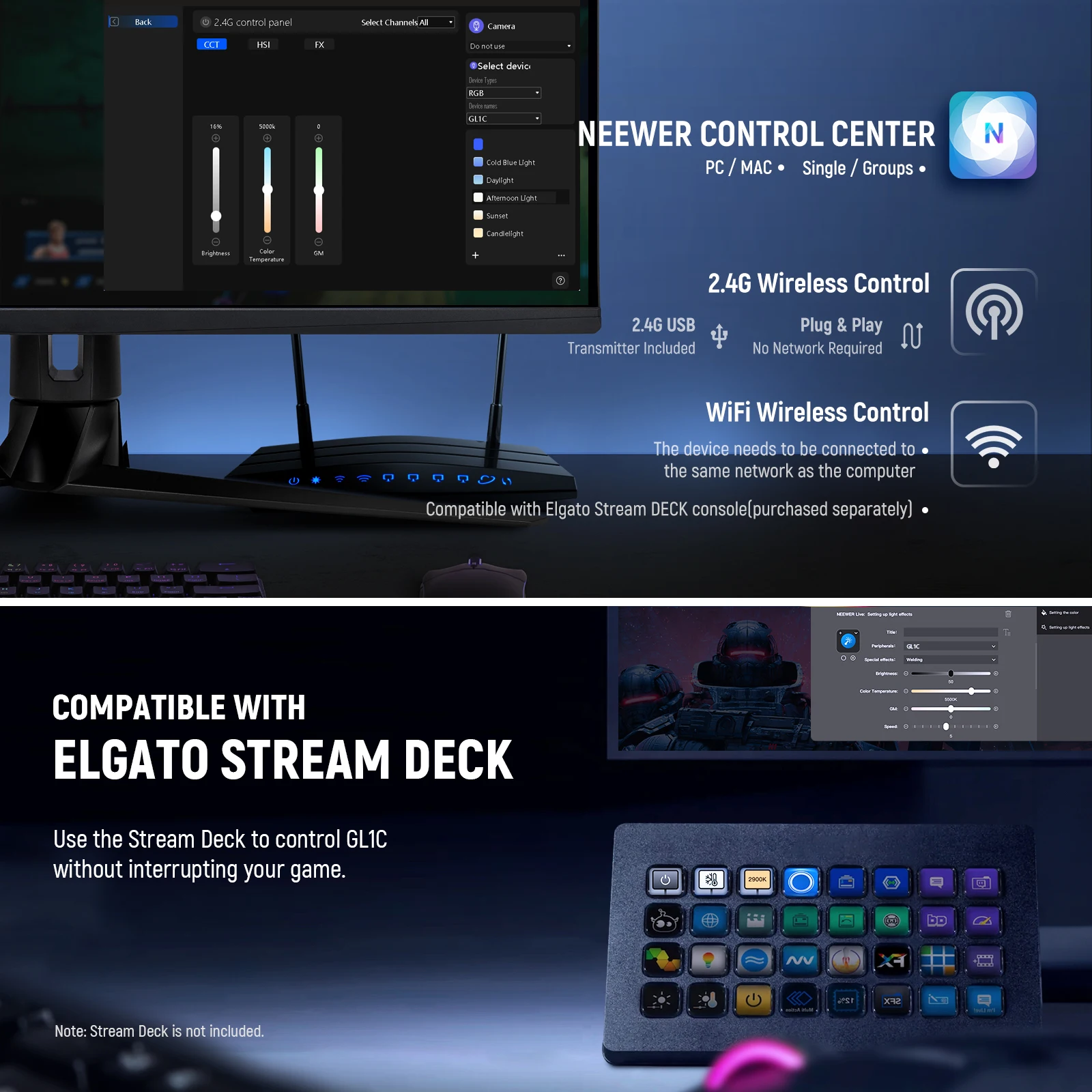 ضوء لوحة LED ناعم NEEWER GL1C  - مراجعة Led Light Panel Stream وسعره